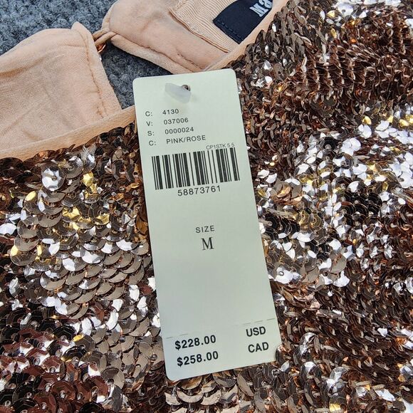 Anthropologie MAEVE Dress Womens Medium Pink Bernadette Sequin Tiered Midi Heavy - Picture 5 of 16